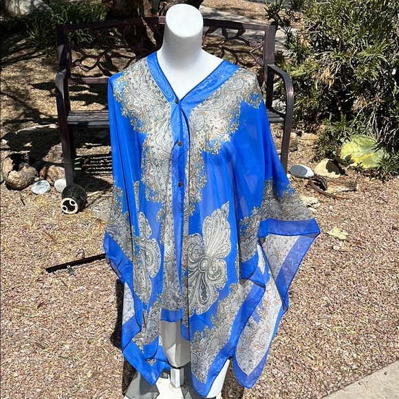 Blue and Silver Paisley Kimono OS Jack & Missy - Picture 2 of 8